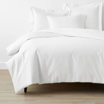 Image of Classic Smooth Wrinkle-Free Sateen Bed Duvet Cover - White, Size Twin XL
