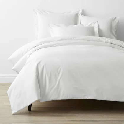 Image of Classic Cool Cotton Percale Bed Duvet Cover - White, Size Full
