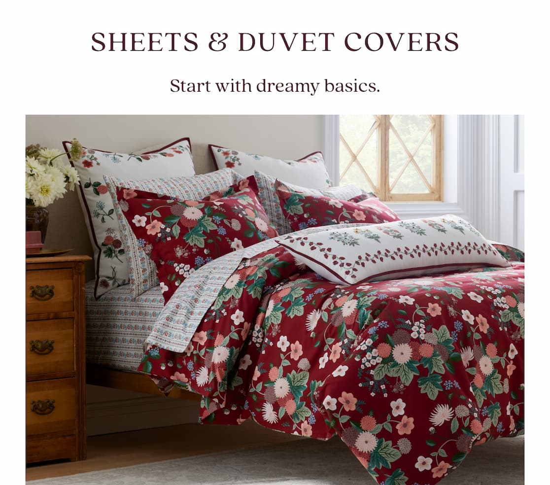 Dahlia Classic Cool Cotton Percale Duvet Cover