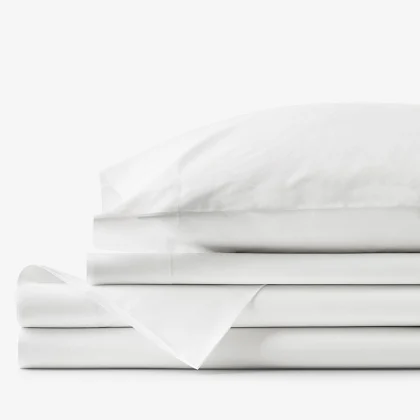 Image of Classic Cool Organic Cotton Percale Solid Bed Sheet Set