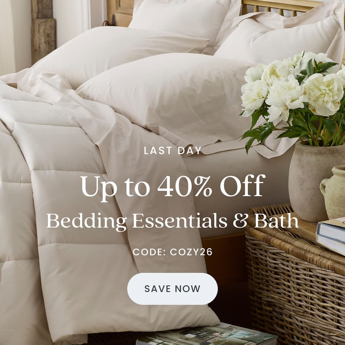 Up to 40% Off Bedding Essentials & Bath
