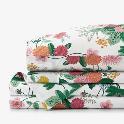 Image of Dahlia Classic Cool Cotton Percale Bed Sheet Set