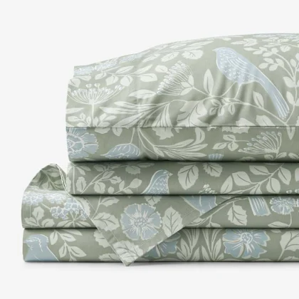 Image of Tira Floral Classic Cool Cotton Percale Bed Sheet Set