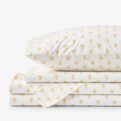 Image of Mini-Prints Garment Washed Cotton Percale Bed Sheet Set