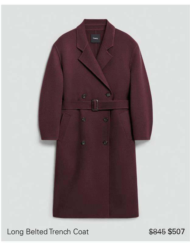 Long Belted Trench Coat in Textured Wool-Cashmere