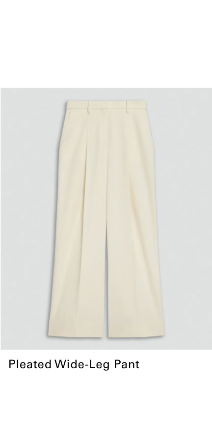 Pleated Wide-Leg Pant, 33'' in Admiral Crepe