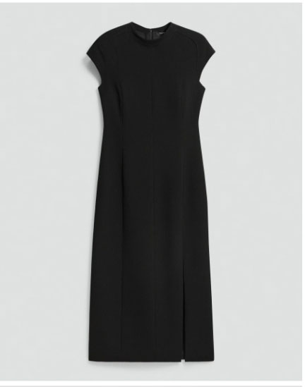 Short-Sleeve Midi Dress in Admiral Crepe