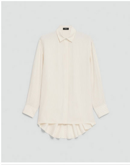 High-Low Flounce Shirt in Washed Stripe