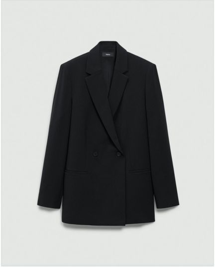Relaxed Double-Breasted Blazer in Admiral Crepe