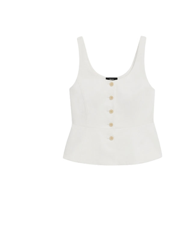 Peplum Vest in Linen-Viscose