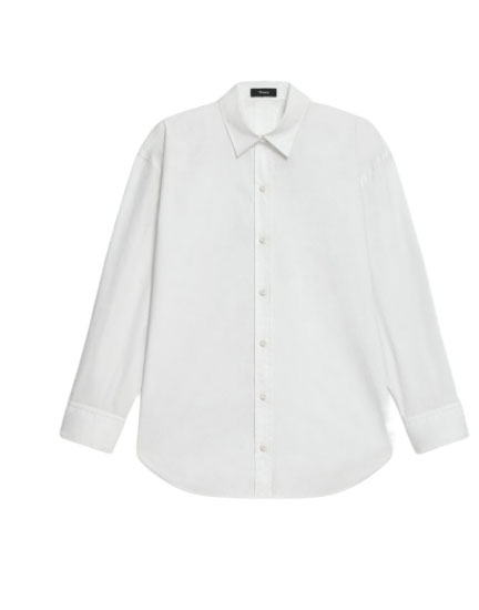Button-Back Shirt in Relaxed Poplin