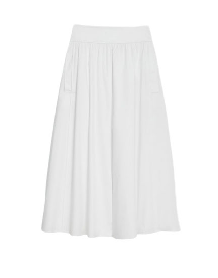 Vented Skirt in Relaxed Poplin