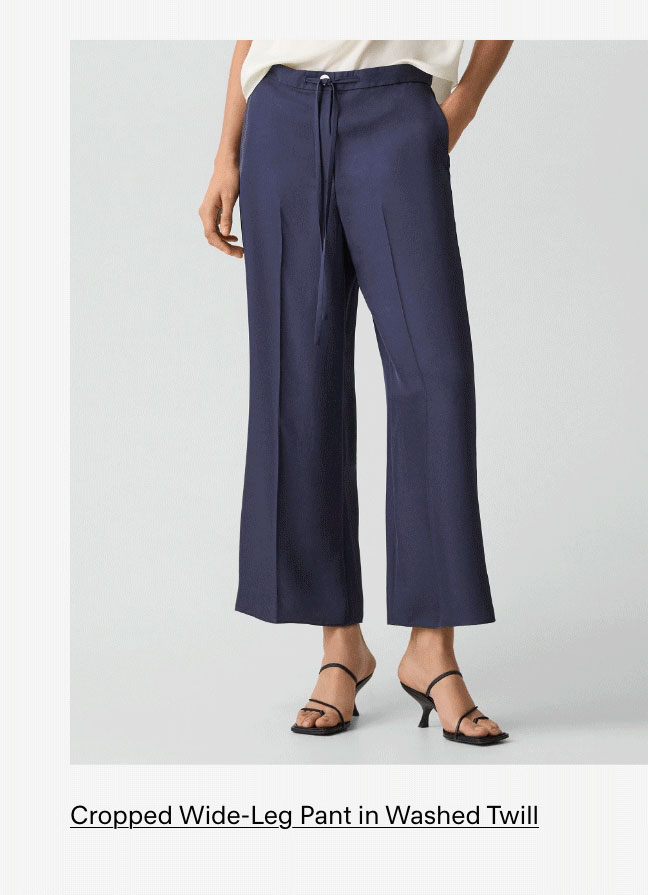 Cropped Wide-Leg Pant in Washed Twill
