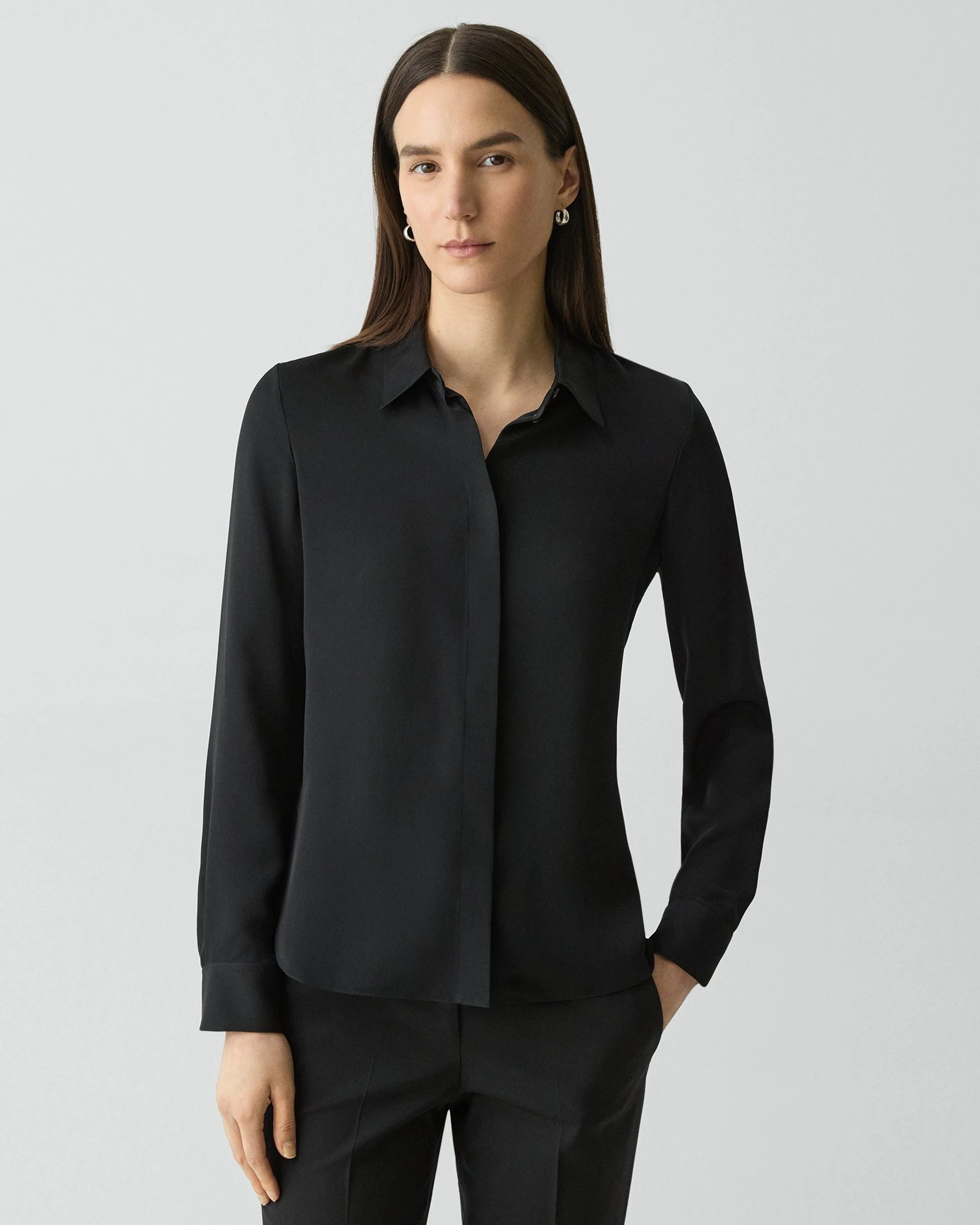 Fitted Shirt in Silk Georgette