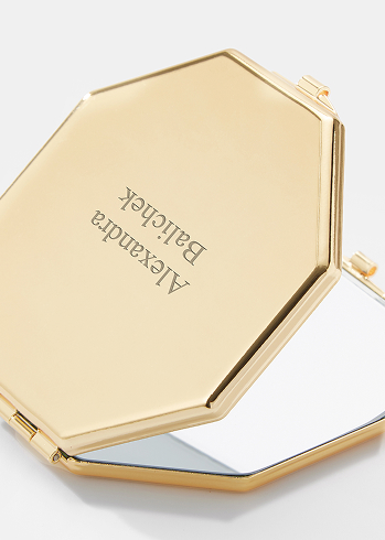 Kittenish Engraved Octagon Compact Mirror in Gold