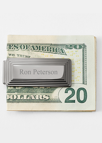 Engraved Gunmetal Stepped Edge Money Clip