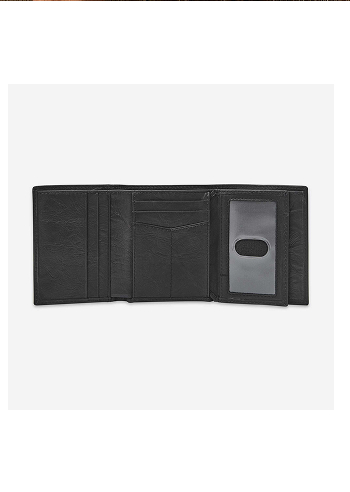 Engraved Fossil Black Neel Trifold Wallet