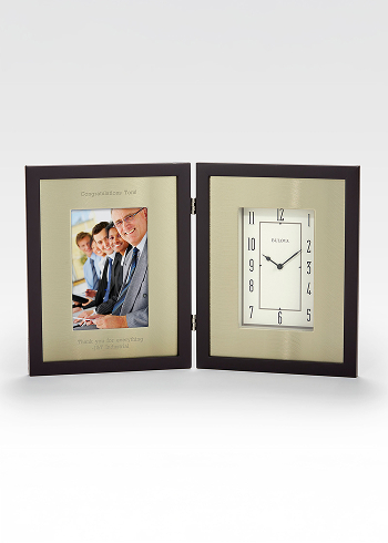 Engraved Bulova Winfield Frame Retirement Clock