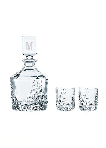 Etched Nachtmann Sculpture Decanter Set