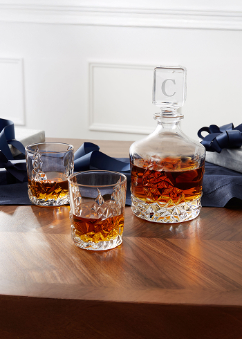 Etched Nachtmann Sculpture Decanter Set