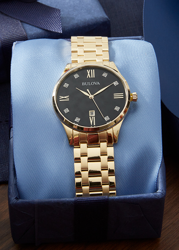 Engraved Bulova Two-Tone Diamond Watch