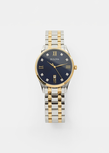 Engraved Bulova Two-Tone Diamond Watch