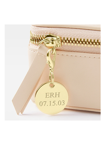 Blush Leather Travel Jewelry Case with Charm