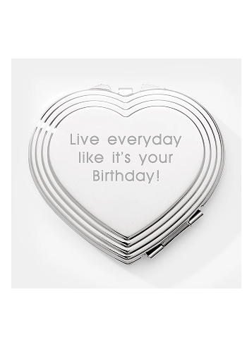 Kittenish Engraved Heart Compact Mirror