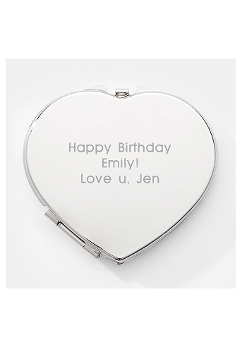 Kittenish Engraved Heart Compact Mirror