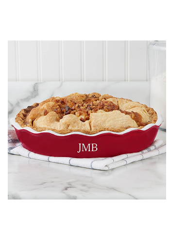 Engraved Ceramic Pie Dish in Red