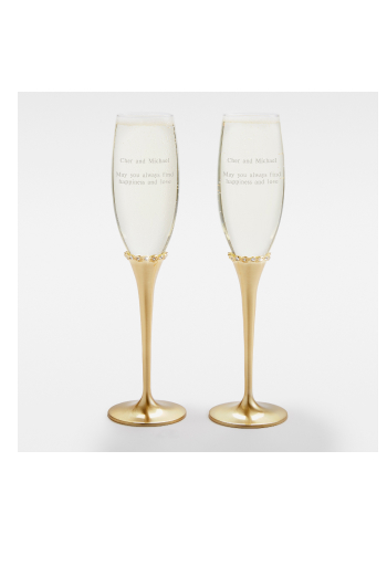 Engraved Gold Princess Flute Set