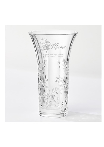 Vera Wang Engraved Cherished Bouquet Crystal Leaf Vase