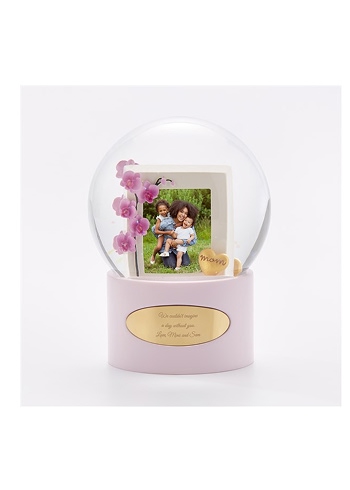 Engraved Mom's Orchid Photo Snow Globe