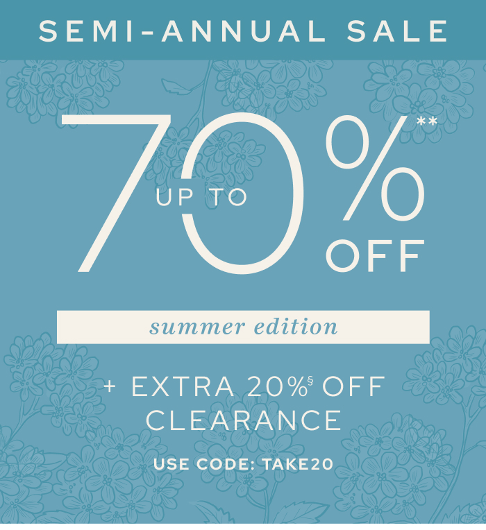 Only Twice A Year: Up To 70% Off + Extra 20% Off Clearance Starts Now