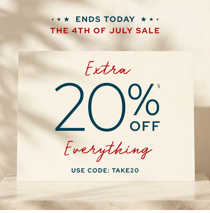 Holiday Weekend Savings Are Ending, Save 20% Off