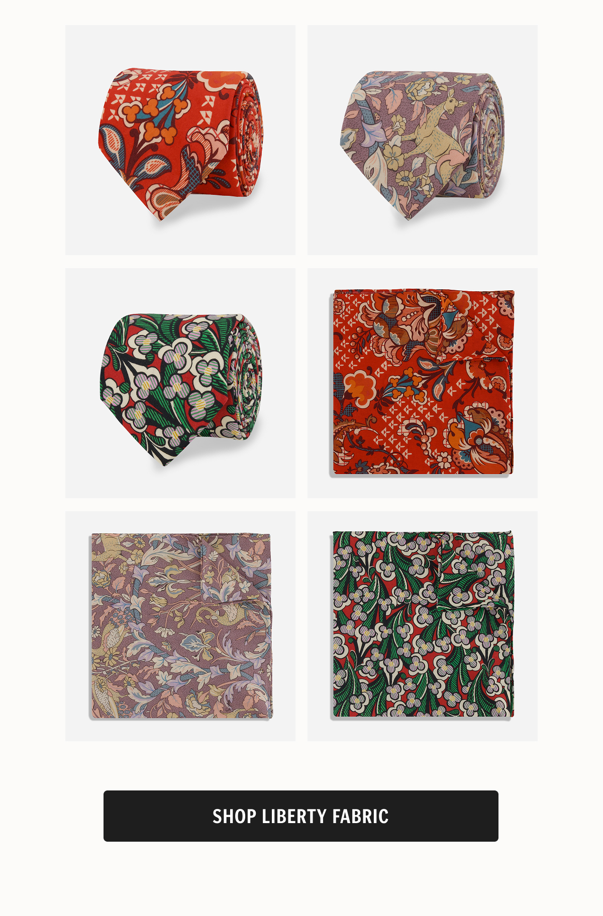 Liberty Fabric is here. Meet our new 100% printed cotton ties & pocket squares made with iconic Liberty prints. Shop now 