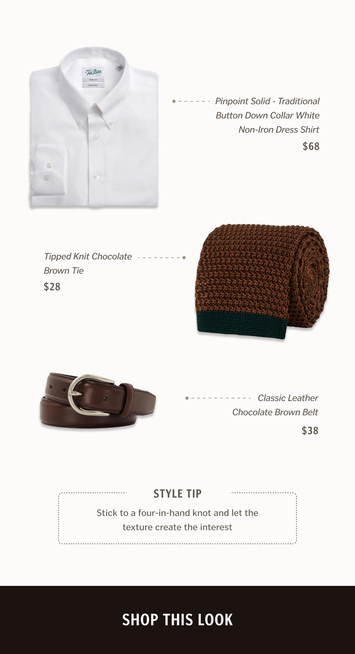 Stick to a four-in-hand knot and let the texture create the interest.