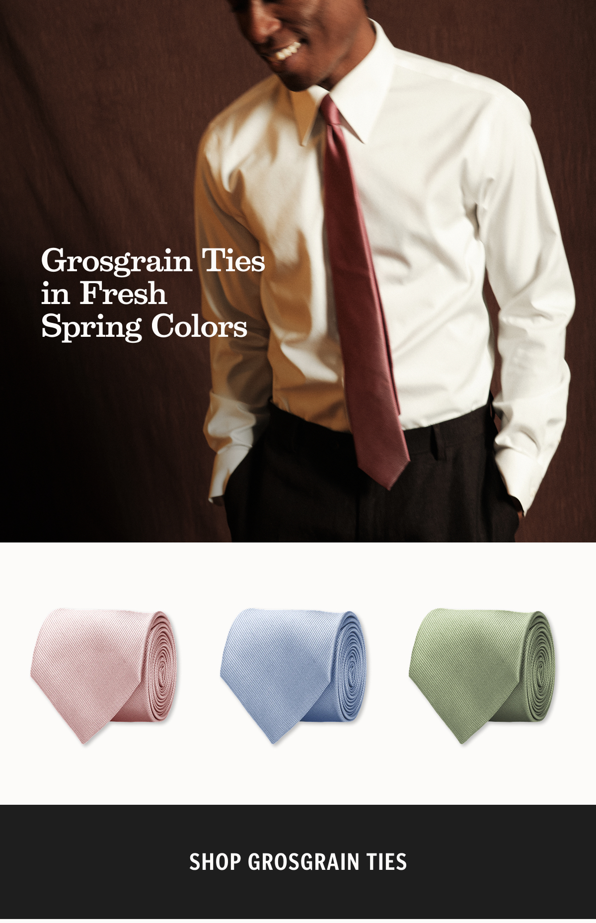 Grosgrain ties in fresh spring colors.