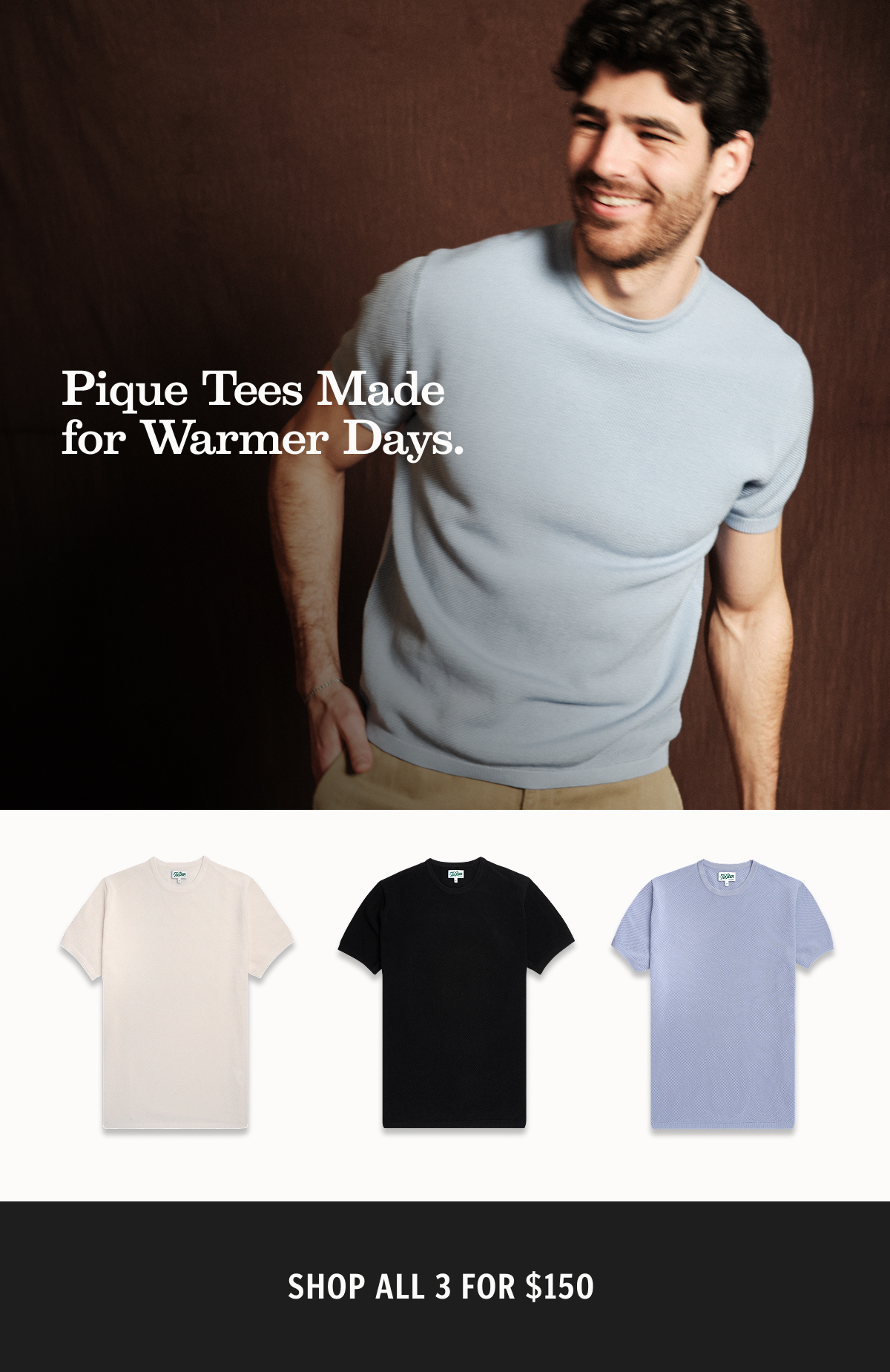 Pique tees made for warmer days.