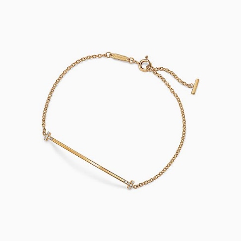 Tiffany T Smile Small Bracelet in Yellow Gold with Diamonds
