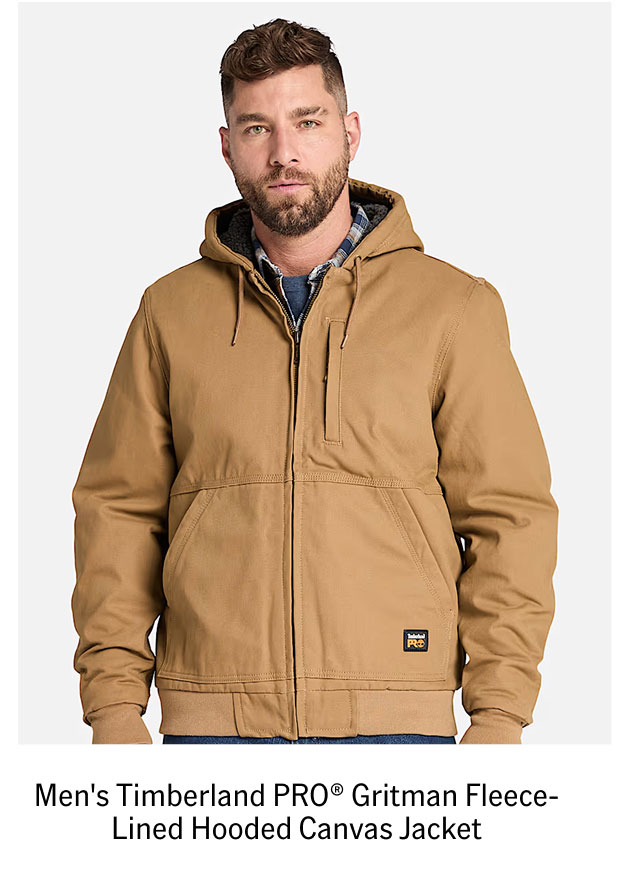 Men's Timberland PRO Gritman Fleece-Lined Hooded Canvas Jacket