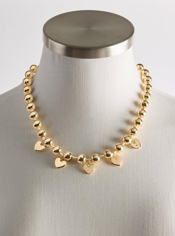 Shot Bead Heart Charm Necklace