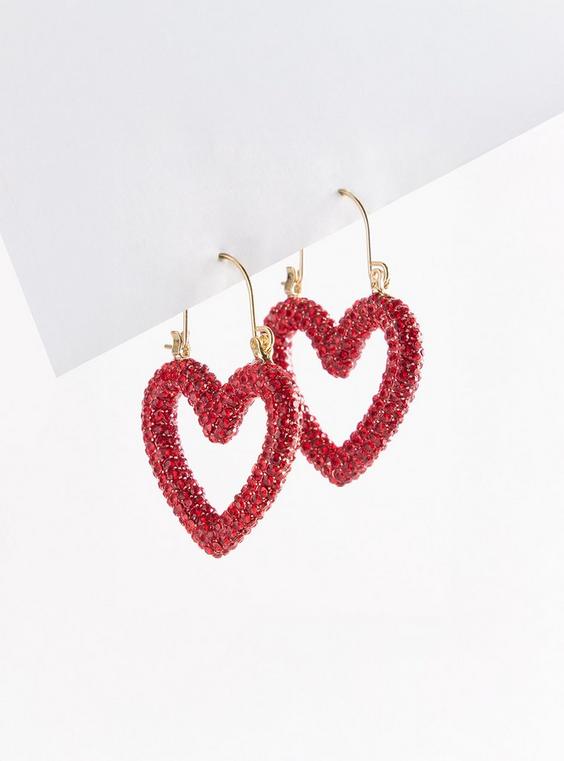 Pave Heart Hook Earring