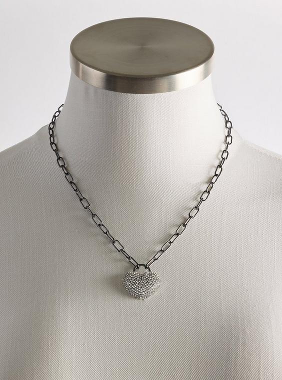 Pave Heart Link Necklace