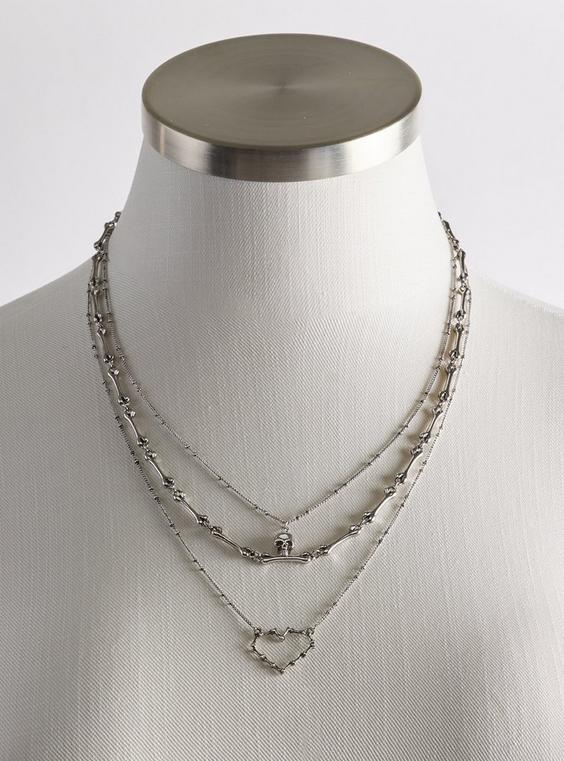 Bone Heart Layered Necklace