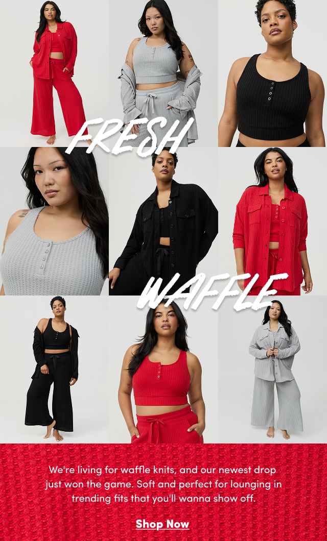 Fresh Waffle | We're living for waffle knits, and our newest drop just won the game. | Soft and perfect for lounging in trending fits that you'll wanna show off. | Shop Now >