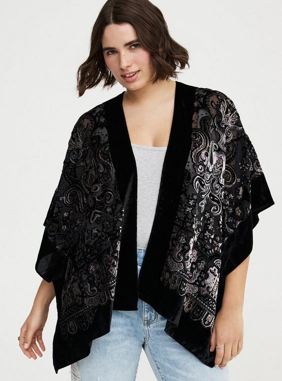 Embellished Burnout Ruana