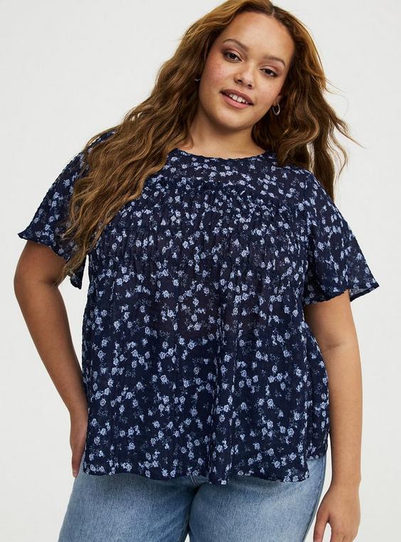 Chiffon Smocked Detail Top