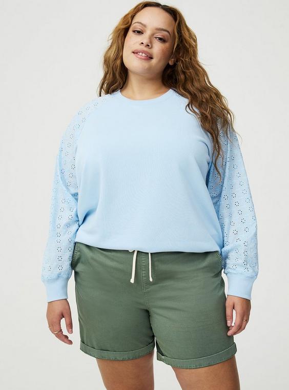 French Terry Eyelet Sleeve Sweatshirt