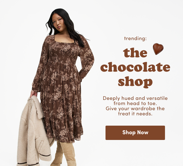 trending: chocolate shop | Deeply hued and versatile from head to toe. Give your wardrobe the treat it needs. | Shop Now > 